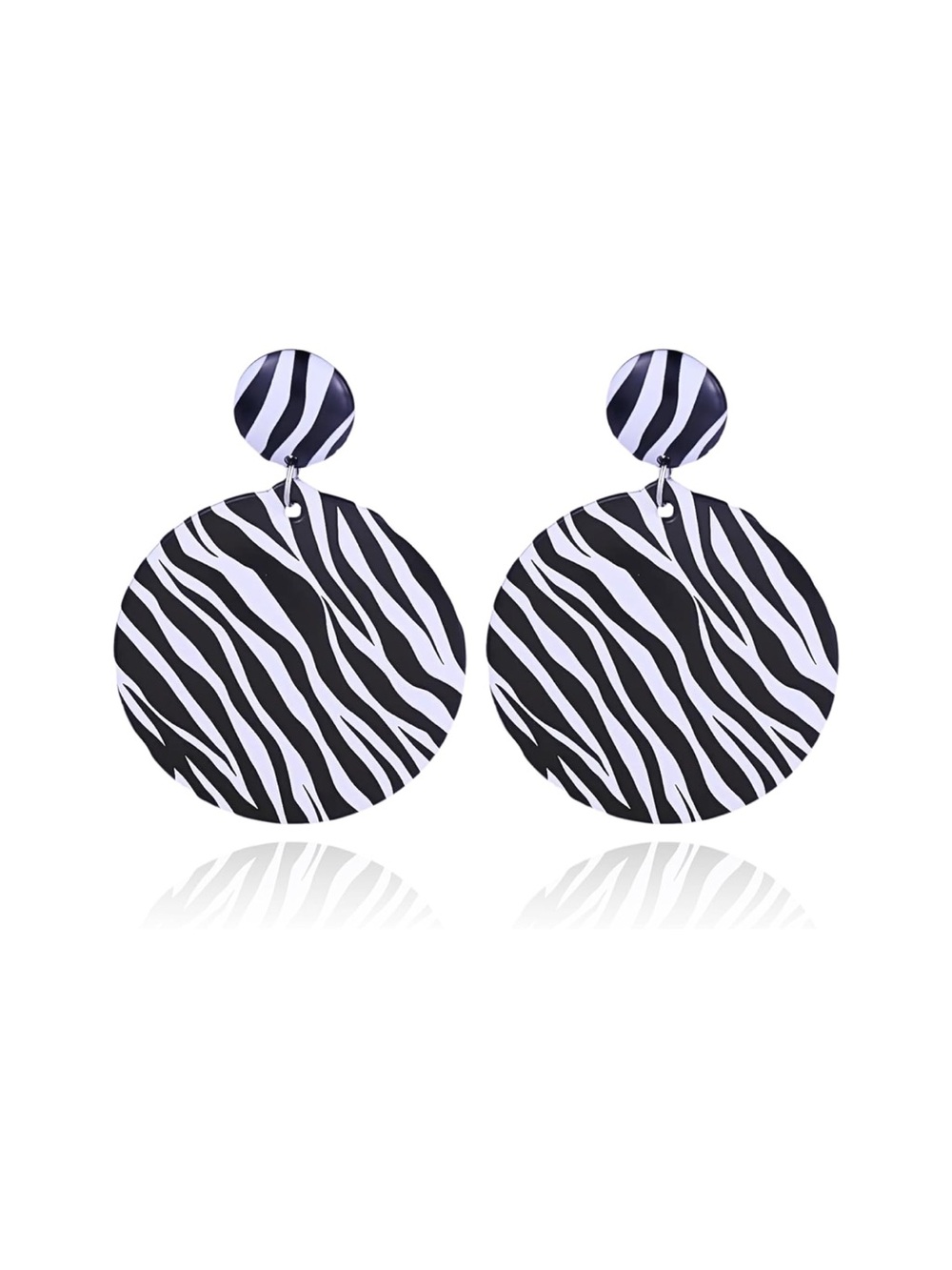 Zebra Earrings for Women, Colorful Round Disc Dangle Earrings